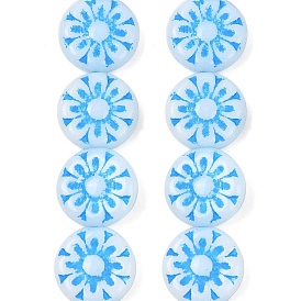 Чешские прессованные стеклянные бусины, плоские круглые с цветком