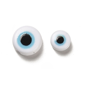 Spray Painted Acrylic Beads, Flat Round with Eye