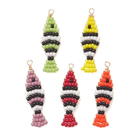 Подвески из стеклянных бусин с медной проволокой, очарование рыбы