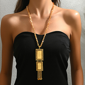 Элегантные латунные и железные прямоугольные ожерелья с кулоном в виде цветка для женщин