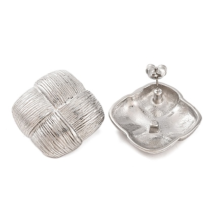 304 из нержавеющей стали серьги, ромб с фактурой