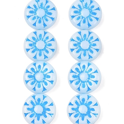 Чешские прессованные стеклянные бусины, плоские круглые с цветком