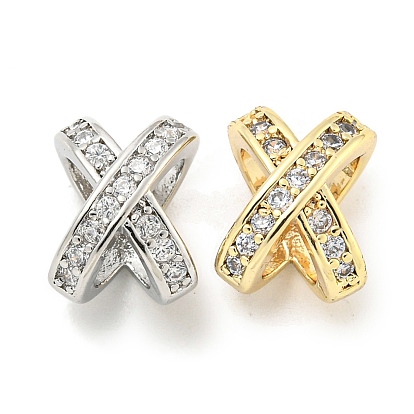 Латунные микропаве из прозрачного кубического циркония, без кадмия, без никеля и без свинца, крестик