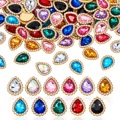 110 шт. 1 цветные стеклянные стразы и кабошоны из цинкового сплава, золотые, слеза