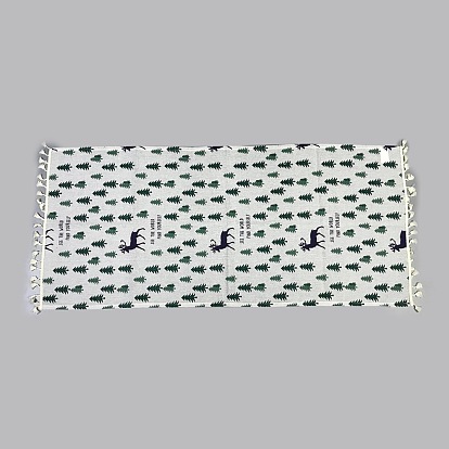 Funda a prueba de polvo para microondas de algodón y cáñamo, tela de la cubierta de la lavadora, toalla de cubierta de refrigerador, manteles con borla, Rectángulo