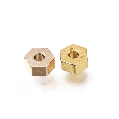 Brass Beads, Hexagon, Rack Plating, Long-Lasting Plated