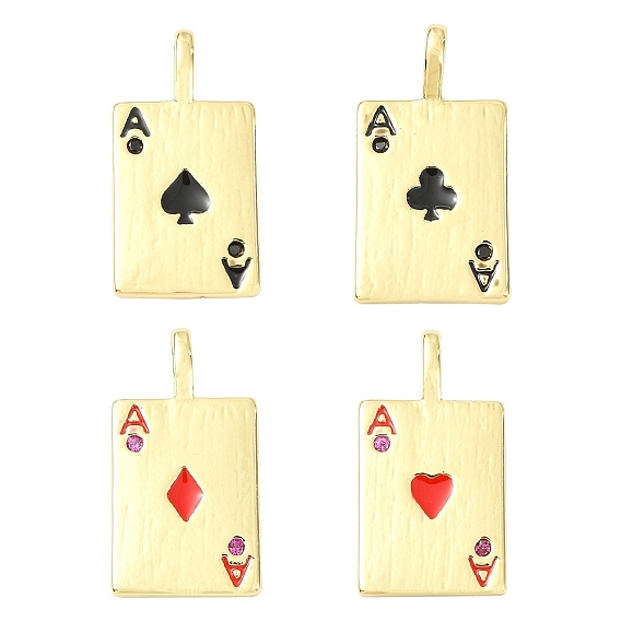 8шт. 4 стили, стойка, покрытие, латунь, кубический цирконий, подвески, с эмалью, прямоугольник с подвесками в виде игральных карт, долговечный, без свинца и без кадмия