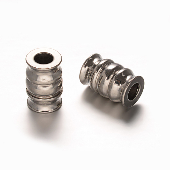 Столбец 201 из нержавеющей стали бусины, Большая дыра с отверстиями, 10x15 мм, отверстие : 5 мм