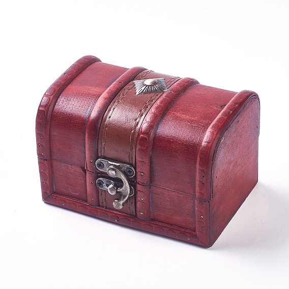 Wood Jewelry Box, with Front Clasp, for Arts Hobbies and Home Storage, Rectangle