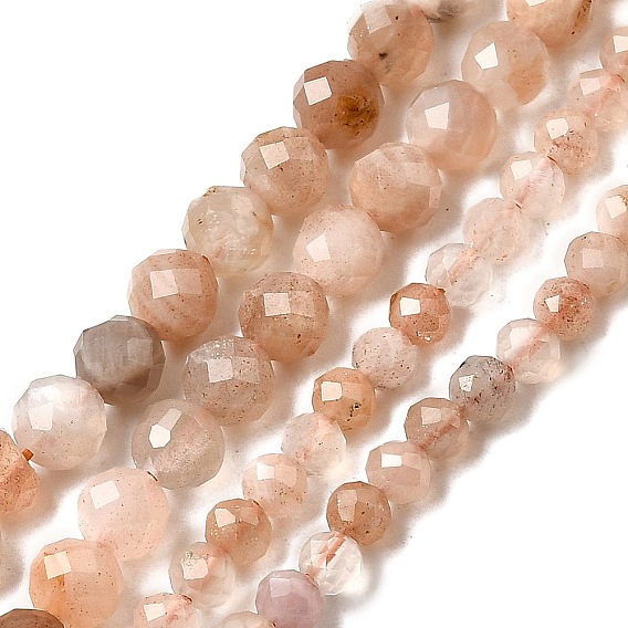 Натуральный персиковый лунный камень, граненые, круглые