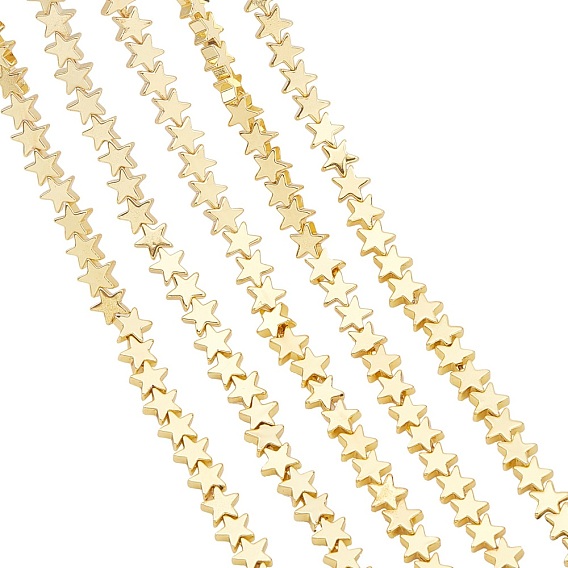 Electroplate Non-magnetic Synthetic Hematite Beads Strands, Beads Strands, Grade AA, Long-Lasting Plated, Star