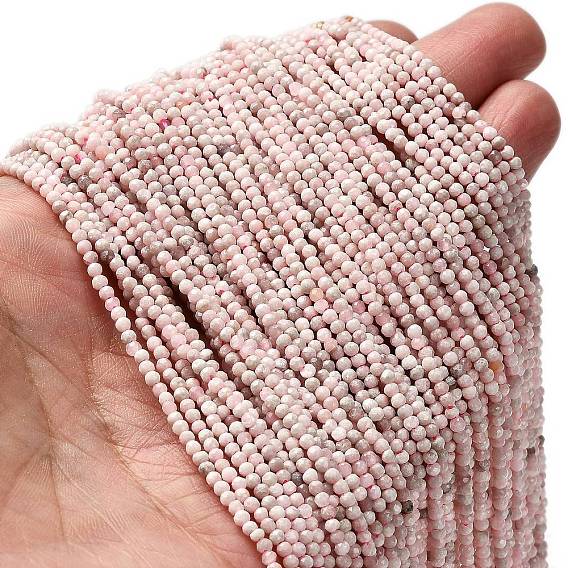 Натуральный розовый опал бусы пряди, граненые круглые