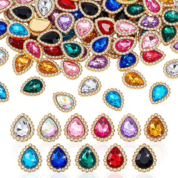 110 шт. 1 цветные стеклянные стразы и кабошоны из цинкового сплава, золотые, слеза