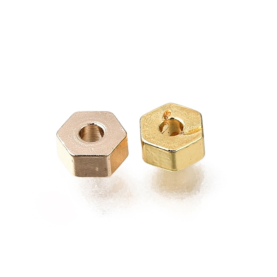 Brass Beads, Hexagon, Rack Plating, Long-Lasting Plated