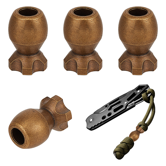 4шт латунные бусины EDC европейские, бусины из парашютной нити, бусины с большим отверстием, ремешок для ножа, брелок-браслет, торпеда