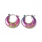 304 Stainless Steel Croissant with Flower Hoop Earrings for Women