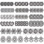 64Pcs 16 Styles Tibetan Style Alloy Multi-Strand Links, 4-Hole, Antique Silver