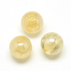 Imitation Jelly Acrylic Beads, Pearlized, Round