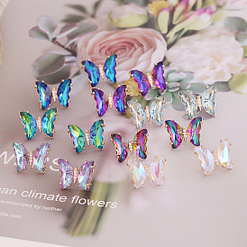 Colorful Gradient Butterfly Earrings for Women, Fashionable and Luxurious Jewelry