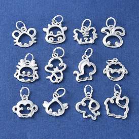 925 подвески из стерлингового серебра с изображением китайского зодиака, с прыжковых колец, серебряный цвет гальваническим