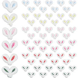 60шт. 6цвета, полиэстер, нашивки в виде заячьих ушек с вышивкой, пришиваемые к одежде, аксессуары для одежды