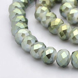 Full Rainbow Plated Faceted Rondelle Glass Beads Strands