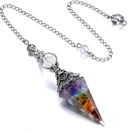 Gemstone & Resin Hexagonal Pointed Dowsing Pendulums, Cone