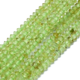 Natural Peridot Beads Strands, Faceted, Rondelle, Saucer Beads