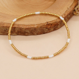 Boho Chic White and Gold Beaded TOHO Bracelet for Women