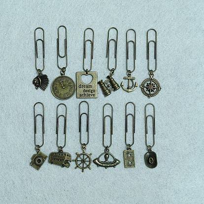 12pièces de trombones métalliques, avec des pendentifs en alliage