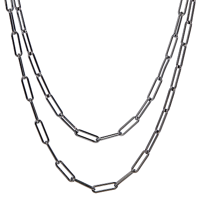 Brass Round Oval Paperclip Chain Necklace Making, with Lobster Claw Clasps