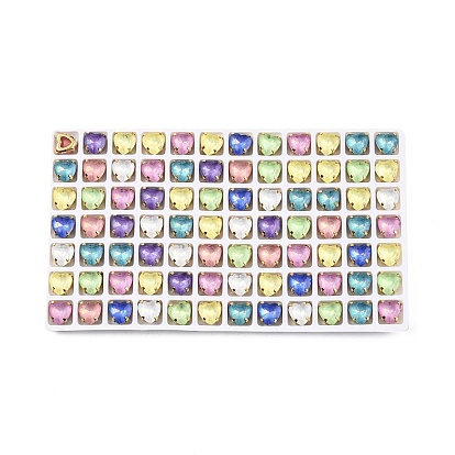 Aurora(jm) пришиваем горный хрусталь, граненый стеклянный горный хрусталь, многожильных ссылки, с латунной оправой золотистого цвета, сердце