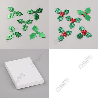 400 piezas 2 estilos tela hoja de baya roja, decoraciones artesanales navideñas
