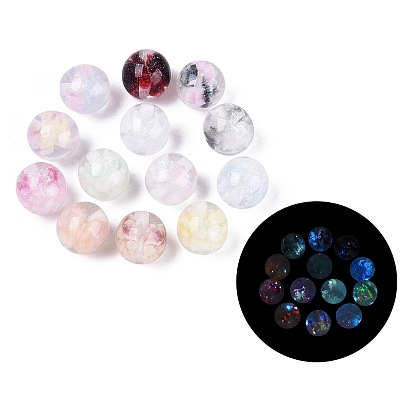 Светящиеся прозрачные шарики из смолы, блеск бисера, круглая с цветком, светится в темноте