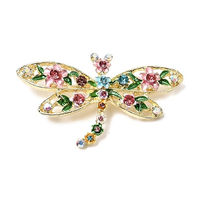 Эмалевые булавки в виде стрекозы, Броши из сплава со стразами для рюкзака, золотой свет