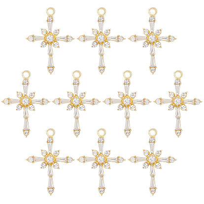 10шт латунные прозрачные подвески из кубического циркония, религия крест очарование
