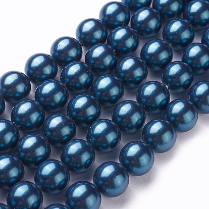 Electroplate Shell Pearl Beads Strands, Round