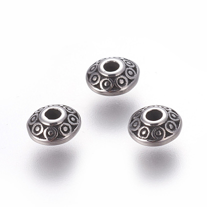 304 Stainless Steel Spacer Beads, Flat Round