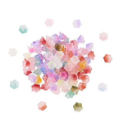 100 шт. Прозрачные стеклянные бусины, окрашенные распылением., цветок