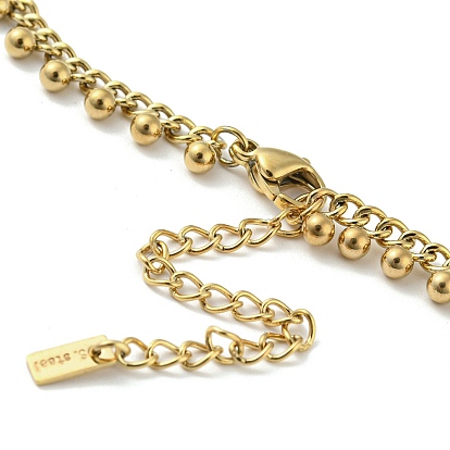304 Stainless Steel Round Ball Charms Link Chain Anklets