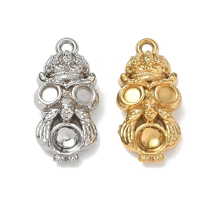 304 Stainless Steel Pendant Cabochon Settings, Skull Charms, Ion Plating(IP)
