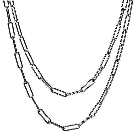 Brass Round Oval Paperclip Chain Necklace Making, with Lobster Claw Clasps