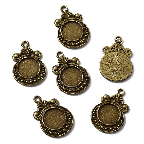 50Шт тибетский стиль подвеска из сплава кабошон настройки кабошон, плоско-круглые