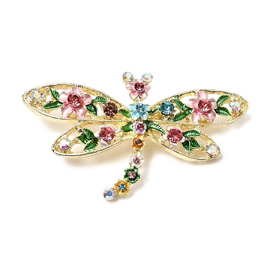 Эмалевые булавки в виде стрекозы, Броши из сплава со стразами для рюкзака, золотой свет