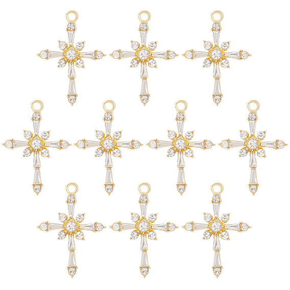 10шт латунные прозрачные подвески из кубического циркония, религия крест очарование