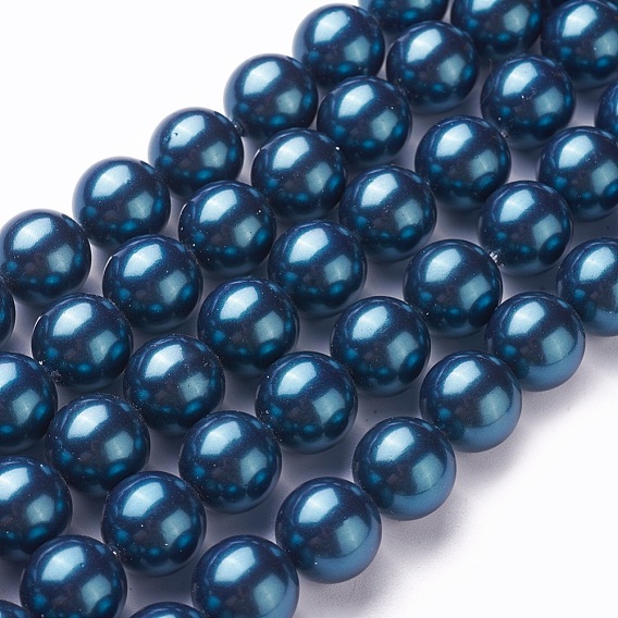 Electroplate Shell Pearl Beads Strands, Round