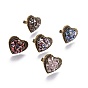 Adjustable Electroplate Glass Finger Rings, with Iron and Cardboard Ring Boxes, Heart