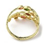 Colorful Oval Cubic Zirconia Cuff Bangles, Rack Plating Brass Hinged Bangle, Lead Free & Cadmium Free