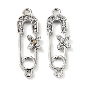 Alloy with Rhinestone Links, Connector Charms, Cadmium Free & Lead Free, Paper Clip with Butterfly