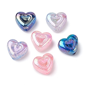 UV Plating Crack Acrylic Beads, Heart